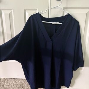 Women's Navy V-Neck Top